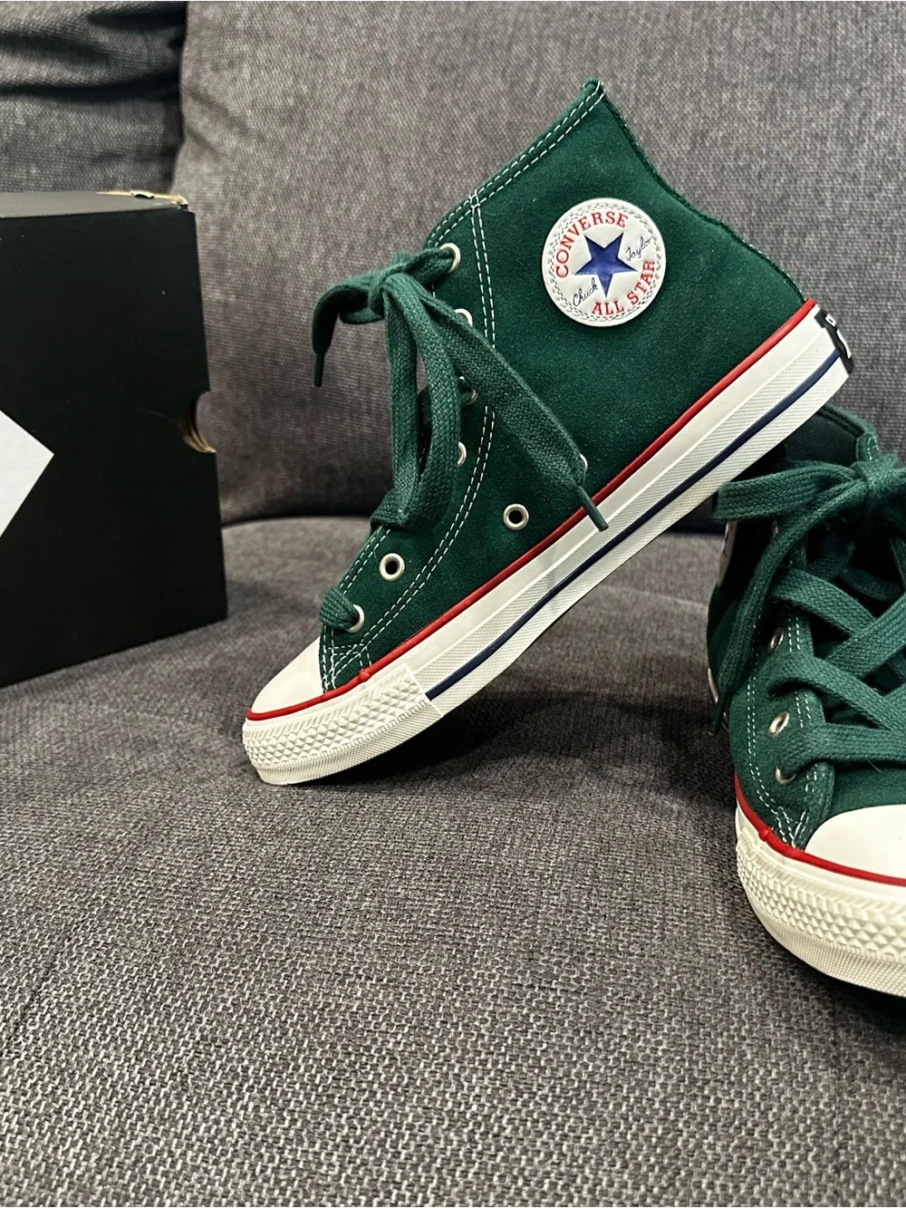 Converse Kids Green Suede Boys Size 5  Canvas Sneakers (worn one time only)